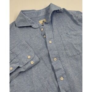 Johnnie-O Men's M Blue‎ Linen Long Sleeve Button Down Shirt